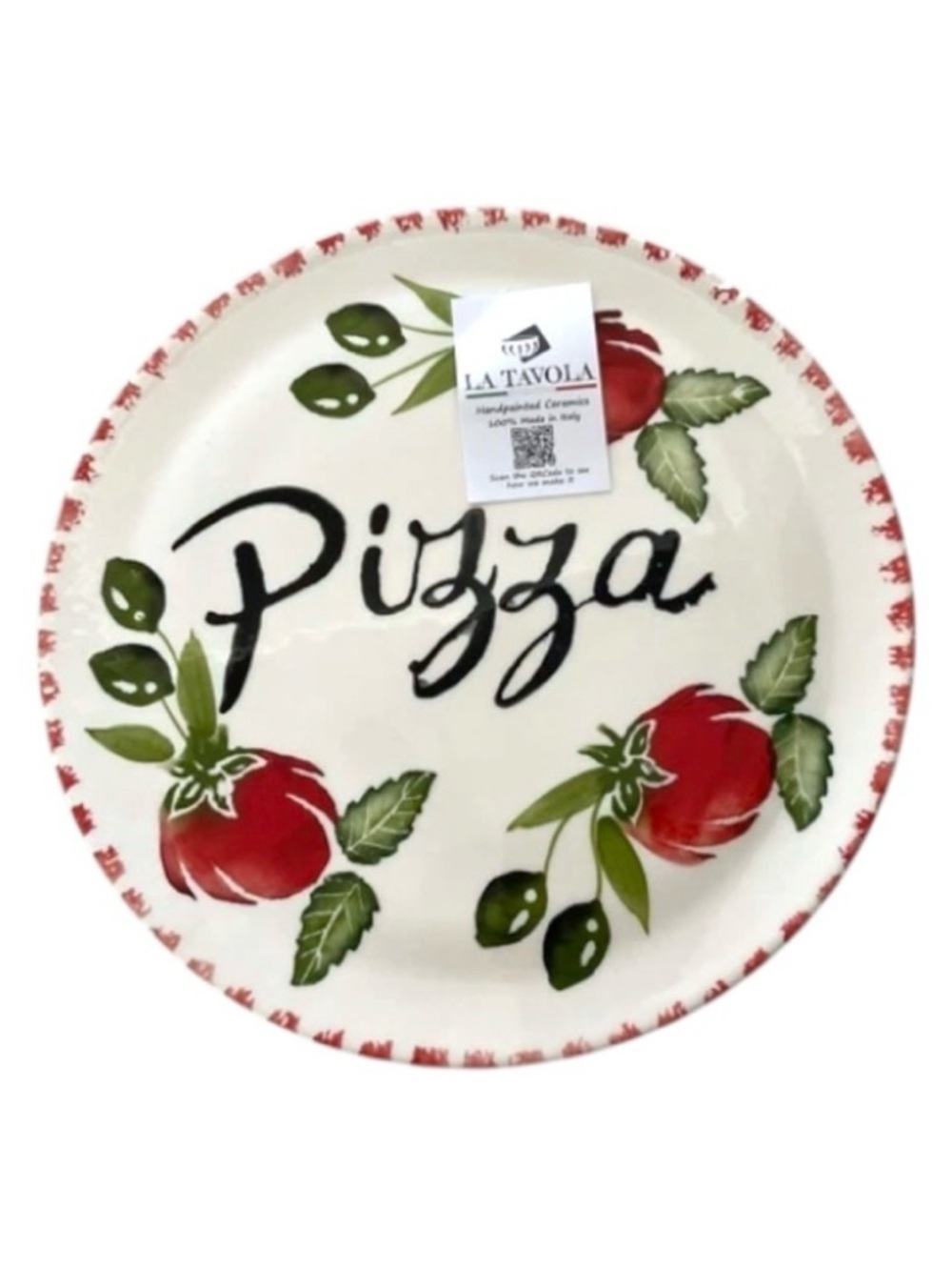 Hand Painted Ceramic Pizza Serving Plate 13” Made In Italy NWT